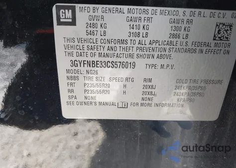 2012 Cadillac Srx Performance Collection z USA, uszkodzony, nr VIN 3GYFNBE33CS576019